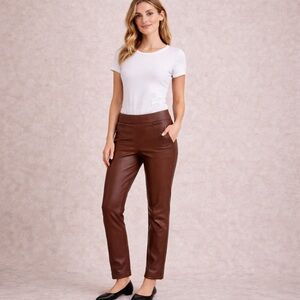 🤎 IRIS Los Angeles Brown Faux Leather Pants 🤎 Brand NWT